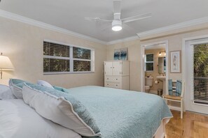 2 bedrooms, memory foam beds, iron/ironing board, travel crib