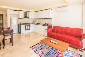 Smart TV - Stone House Aparts Kalkan 1+1 with garden and  pool terrace No.3 (Kas/Kalkan)