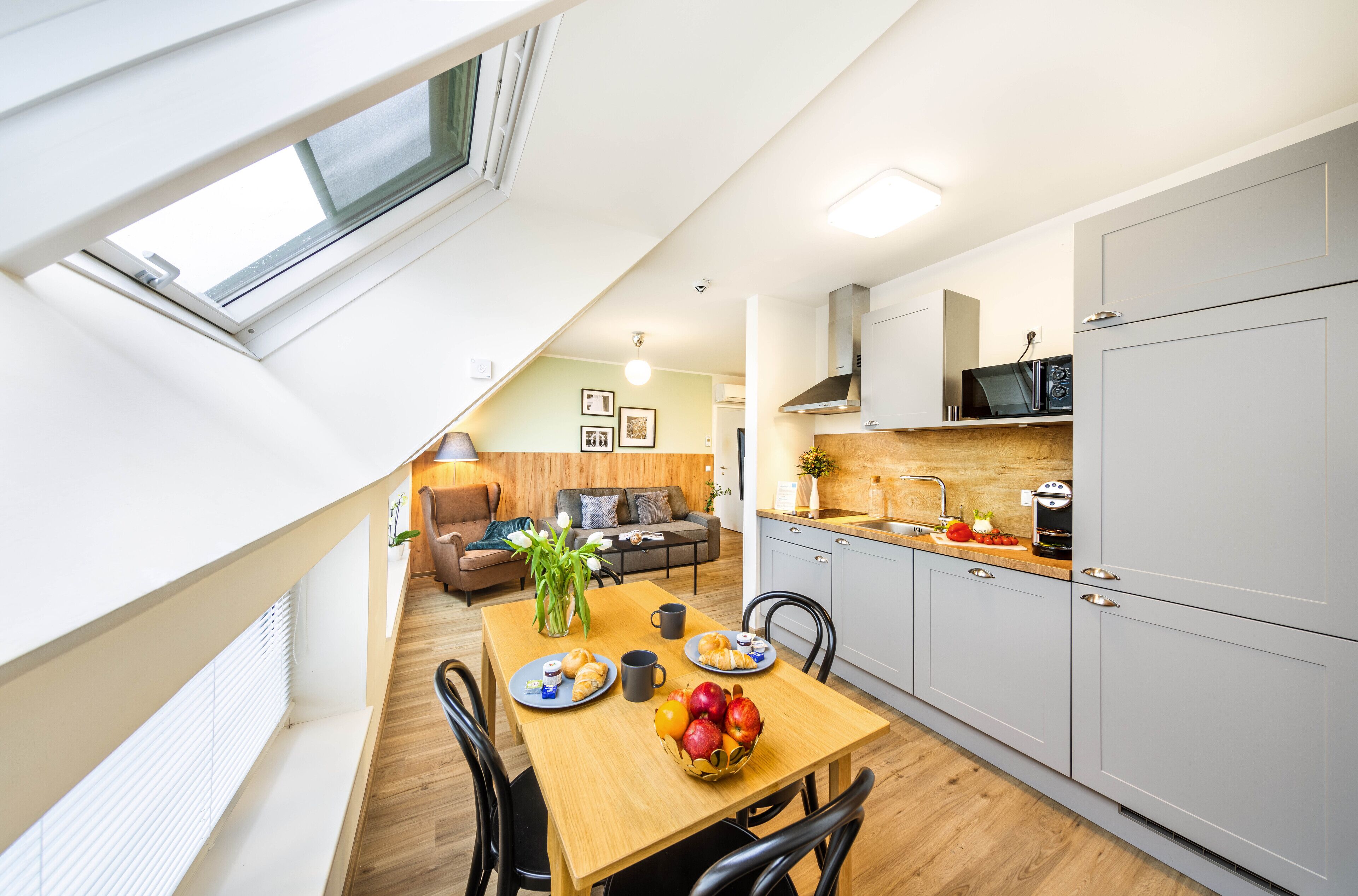 Suite, 1 Bedroom (50m2) | Private kitchen | Full-size fridge, microwave, stovetop, dishwasher