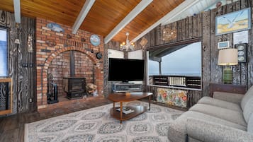 Smart TV, fireplace, DVD player, foosball