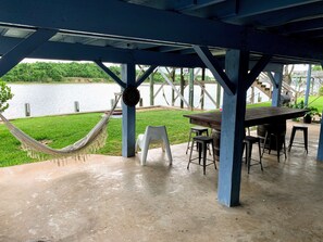 Outdoor dining - Newly Renovated Riverfront Escape with Stunning Oak Floors & Prime Fishing! (Matagorda)