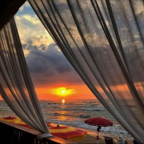 Sun-loungers, beach towels