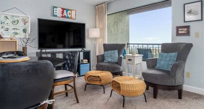 Sweeping oceanfront views from this one bedroom condo right on the prom!