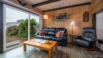 Een televisie, een open haard, een dvd-speler en boeken