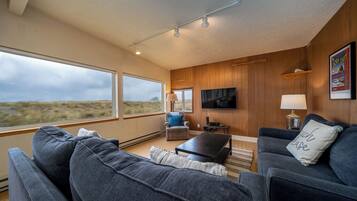 TV, DVD player, books, stereo