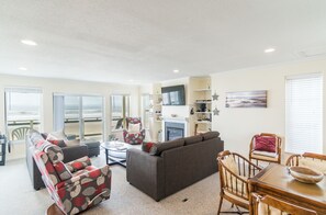 TV, fireplace, table football, ping pong