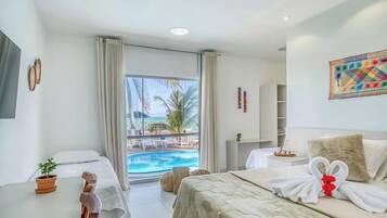 Family Room, Multiple Beds, Ocean View | Minibar, desk, blackout drapes, iron/ironing board