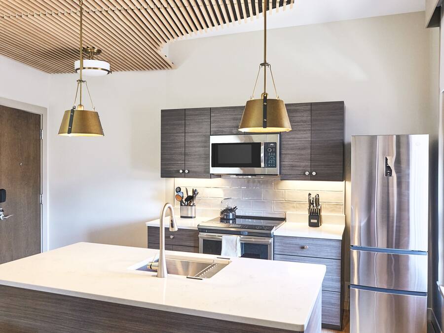 Studio, 1 Queen Bed | Private kitchen | Full-size fridge, microwave, oven, stovetop