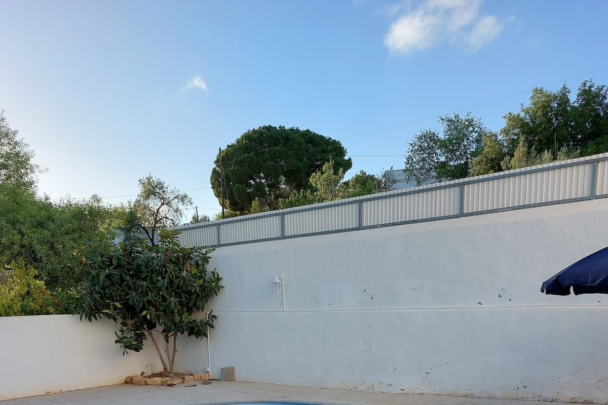 A swimming pool with a tiled deck and a green artificial turf area.