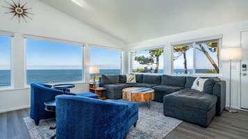 Smart TV, fireplace, DVD player, books