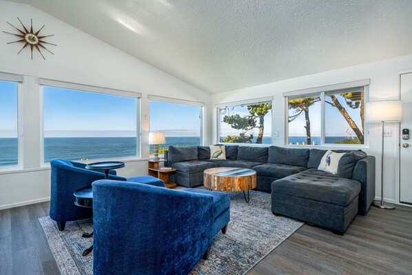 Smart TV, fireplace, DVD player, books