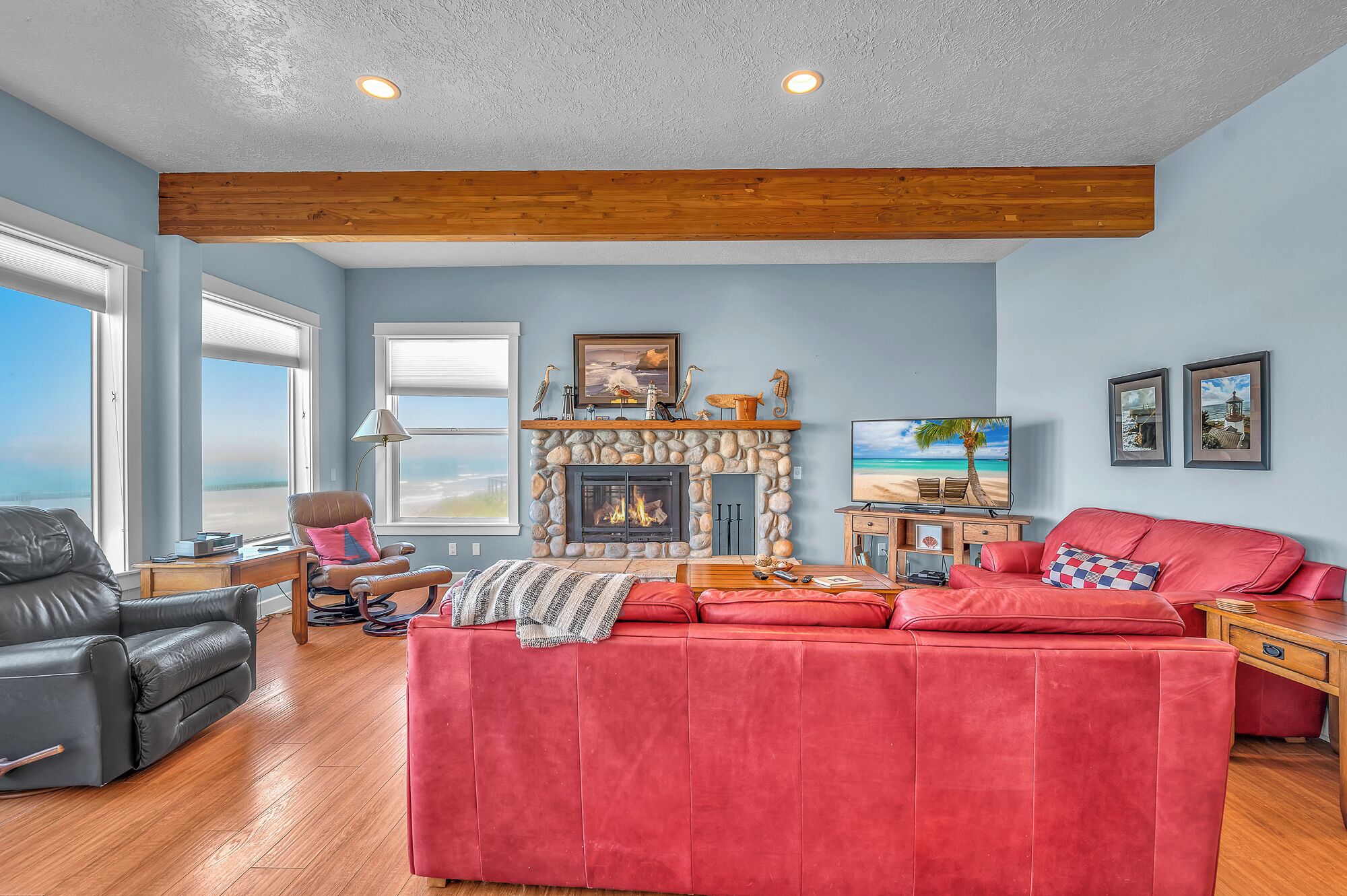 TV, fireplace, DVD player, ping pong