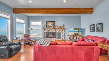 TV, fireplace, DVD player, ping pong