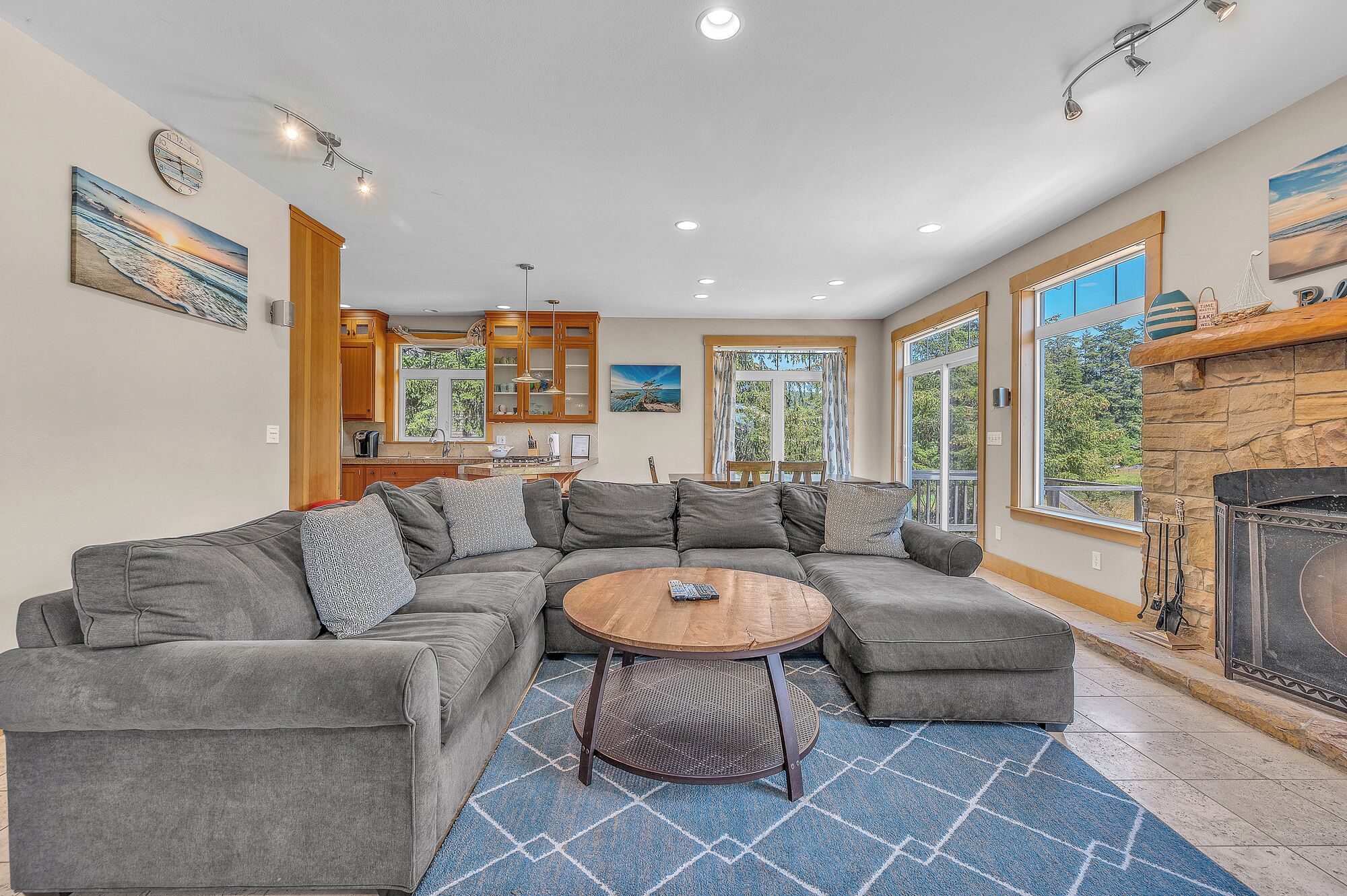 TV, fireplace, DVD player, foosball