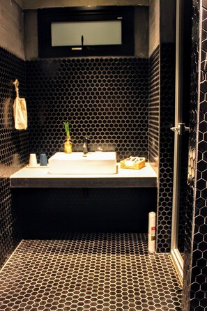 Penthouse panorámico | Baño | Regadera, amenidades de baño gratuitas, secadora de cabello, pantuflas