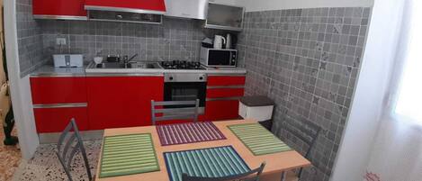 Frigorifero, microonde, forno, piano cottura