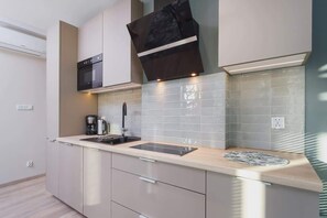 Fridge, microwave, stovetop, coffee/tea maker - Rajska 3 | Air Conditioned Cracow Studio | Parking (Kraków)