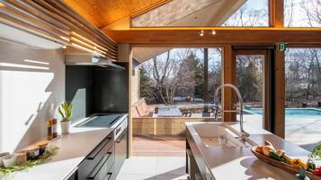 Villa A -SPA- (Modern style) One private house with pool, sauna, & outdoor hot spring, Non Smoking | Private kitchen | Full-size fridge, microwave, oven, dishwasher