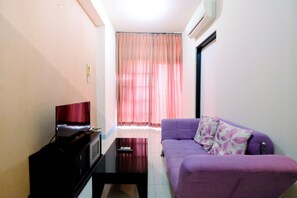 Room | Living area | TV - Homey Studio Apartment @ Salemba Residence (Jakarta)