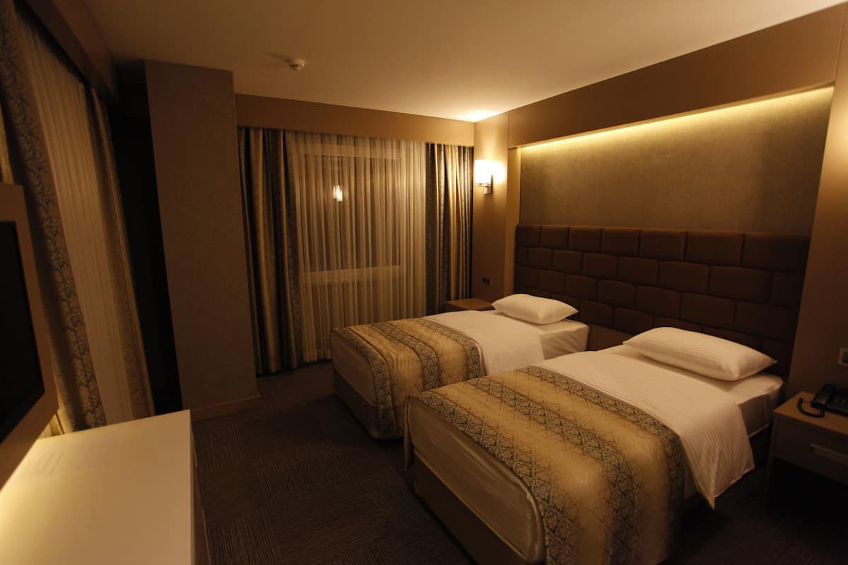 Standard Twin Room | Minibar, in-room safe, laptop workspace, blackout drapes