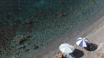 Beach nearby, sun-loungers, beach umbrellas, beach volleyball