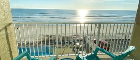 Studio – superior, 1 kingsize-seng, kjøkken, havutsikt | Utsikt fra balkong