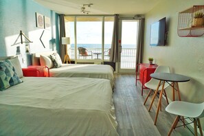 Luxury Room, 2 Queen Beds, Kitchen, Ocean View | Desk, soundproofing, iron/ironing board, free WiFi - Pirates Cove Resort Studios (Daytona Beach Shores)