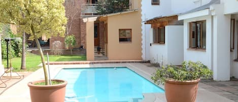 Outdoor pool, sun loungers