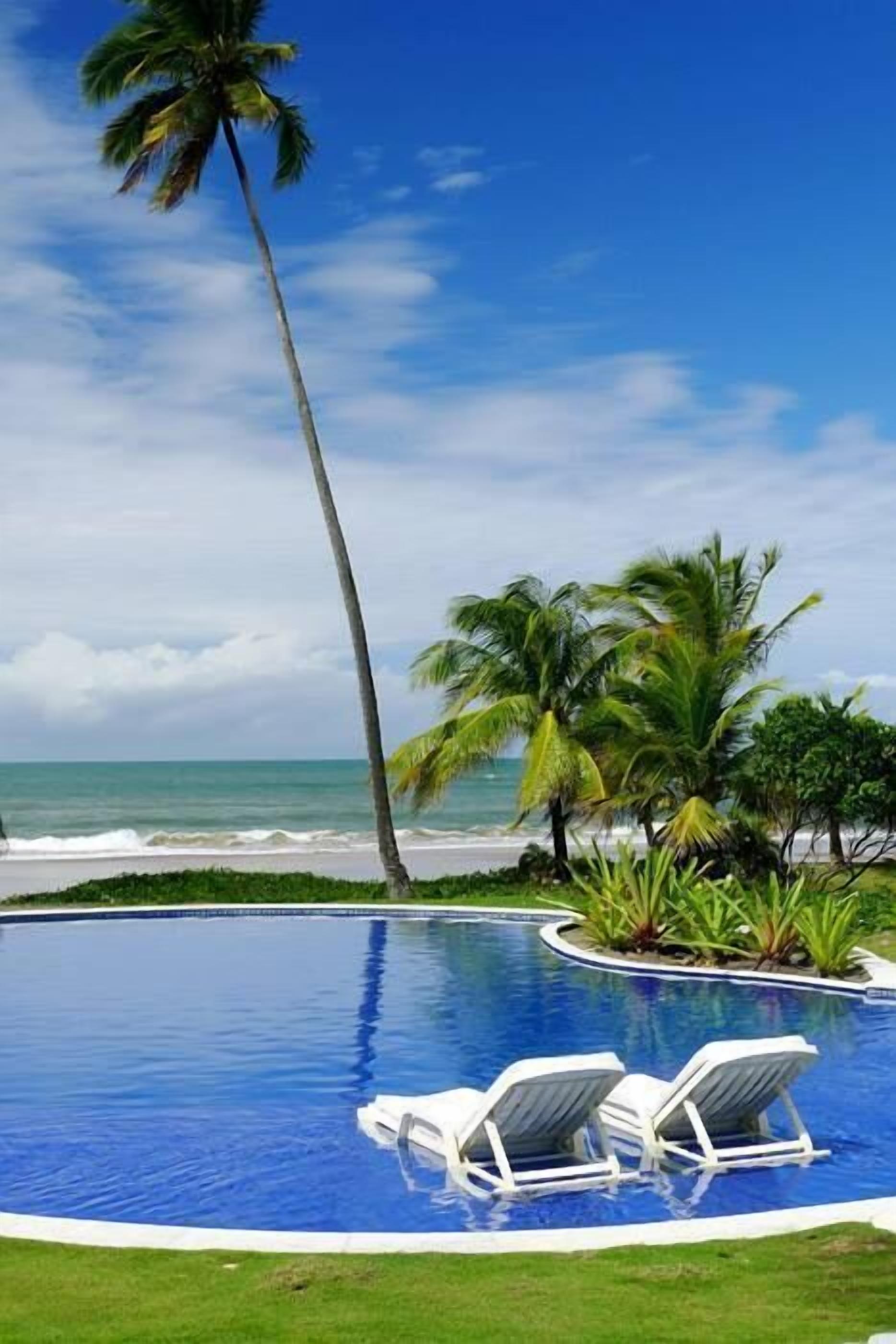 Outdoor pool, pool loungers