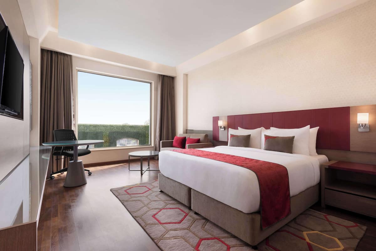 In-room safe, desk, laptop workspace, blackout curtains