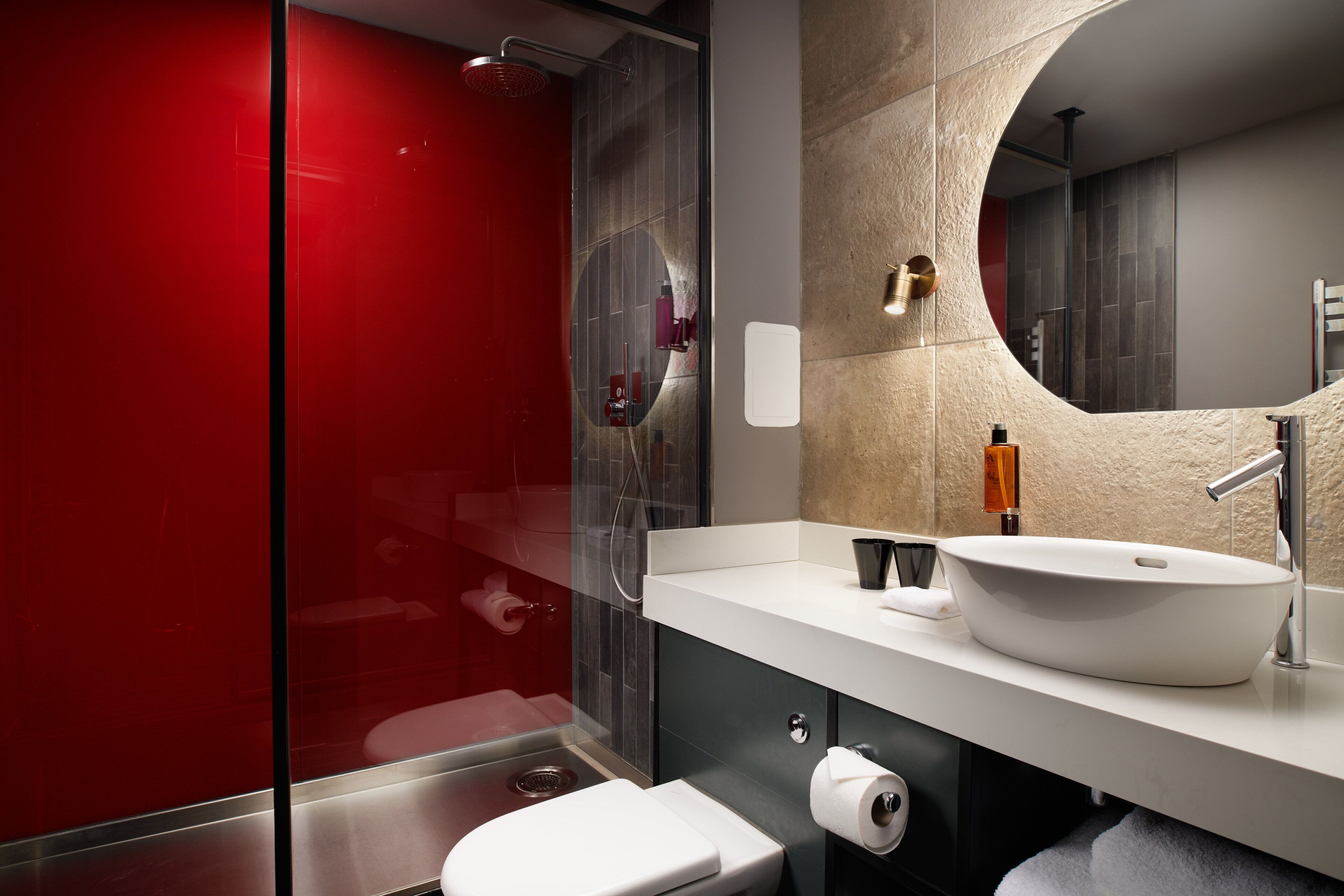 suite | bathroom | rainfall showerhead, free toiletries, hair dryer, towels