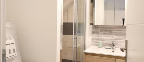Shower, soap, toilet paper