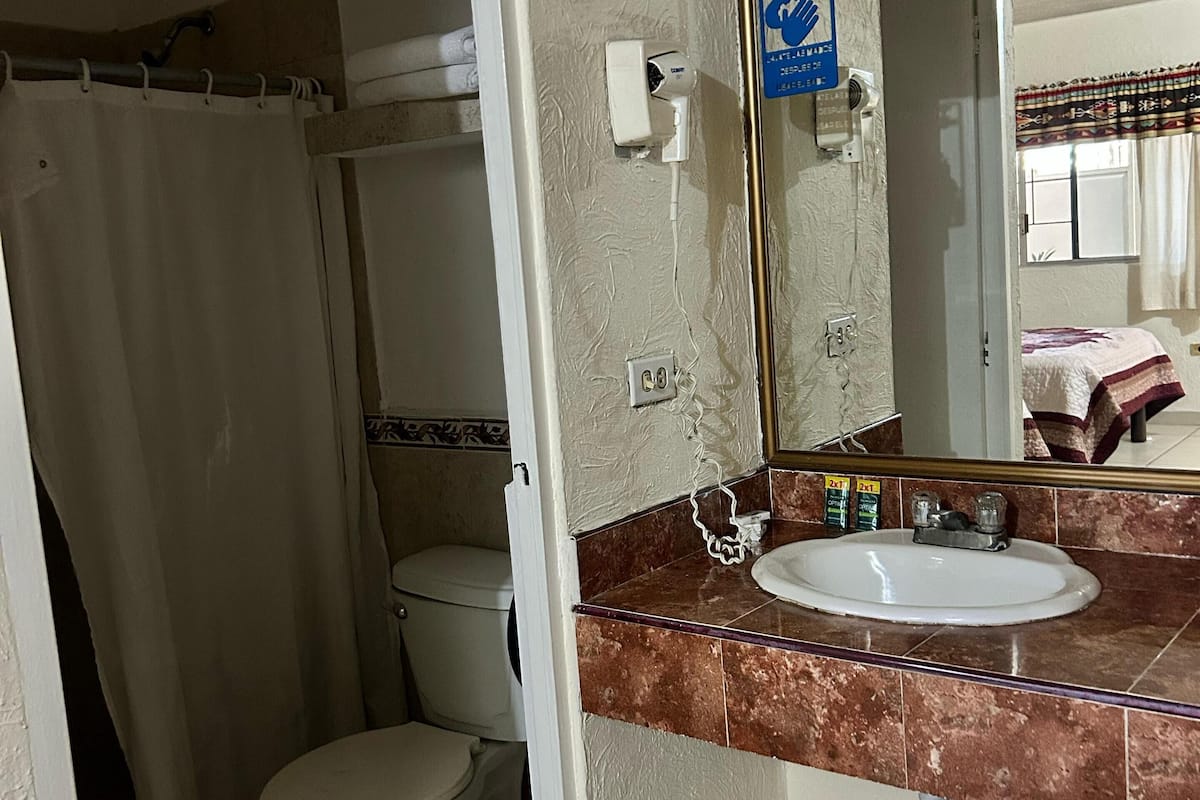 traditional double room | bathroom | shower, rainfall showerhead, free toiletries, towels