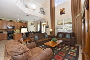 House | Living room | TV, DVD player - 6 Bed Pool Home w/ 2 Master Rooms at Watersong (Davenport)