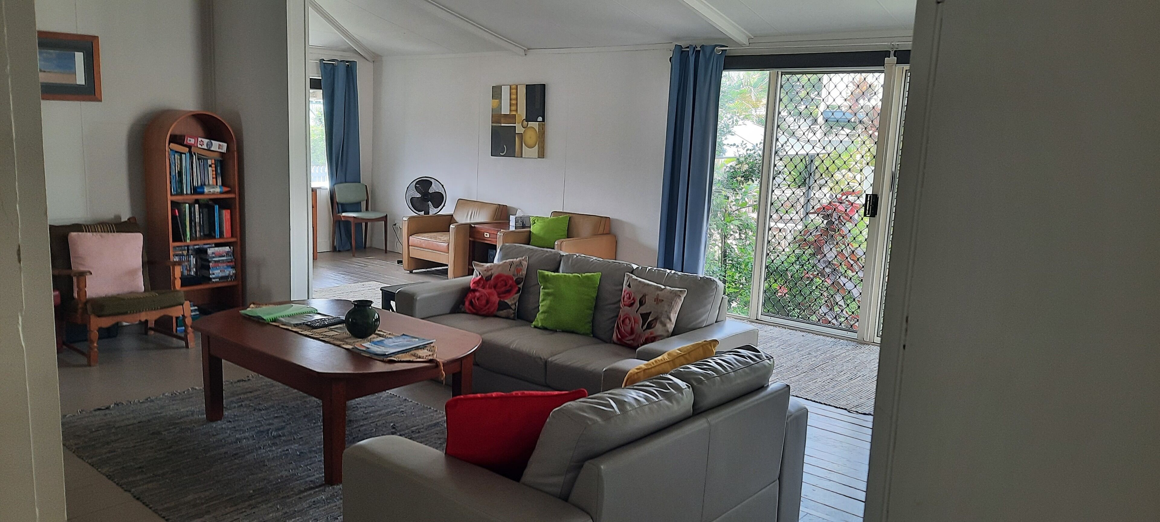 Smart TV, DVD player, books, video library