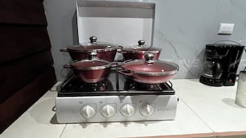 Family Apartment, 1 Bedroom | Private kitchen | Full-size fridge, cookware/dishes/utensils