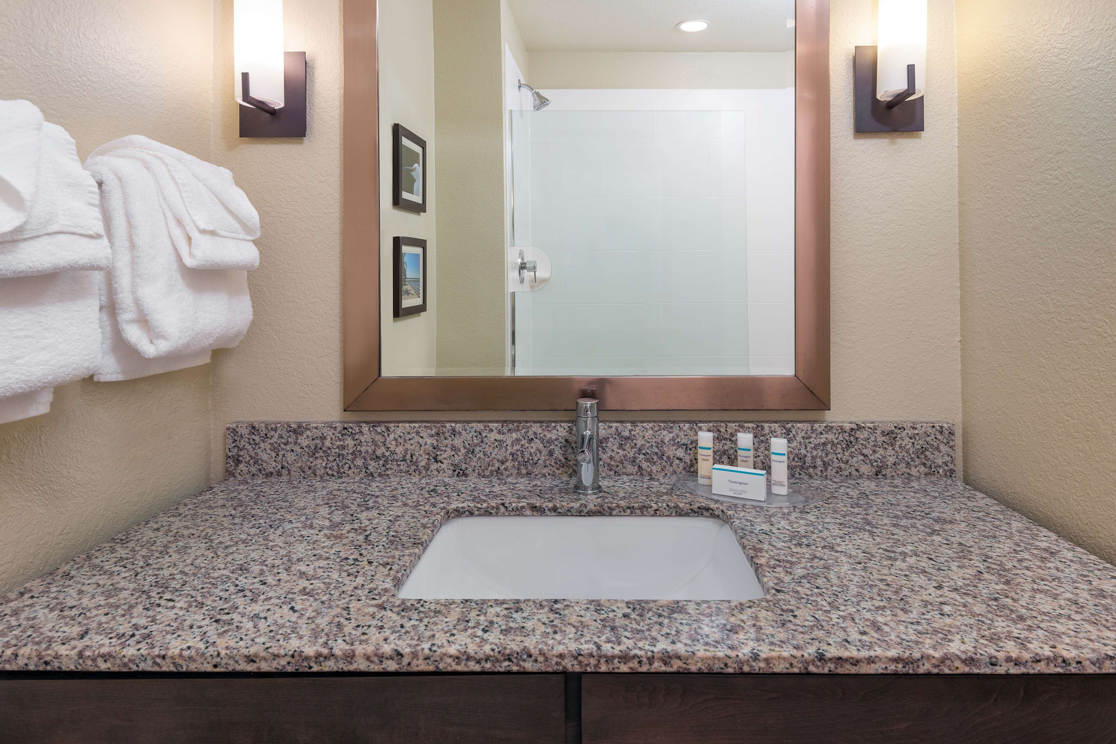 free toiletries, hair dryer, towels