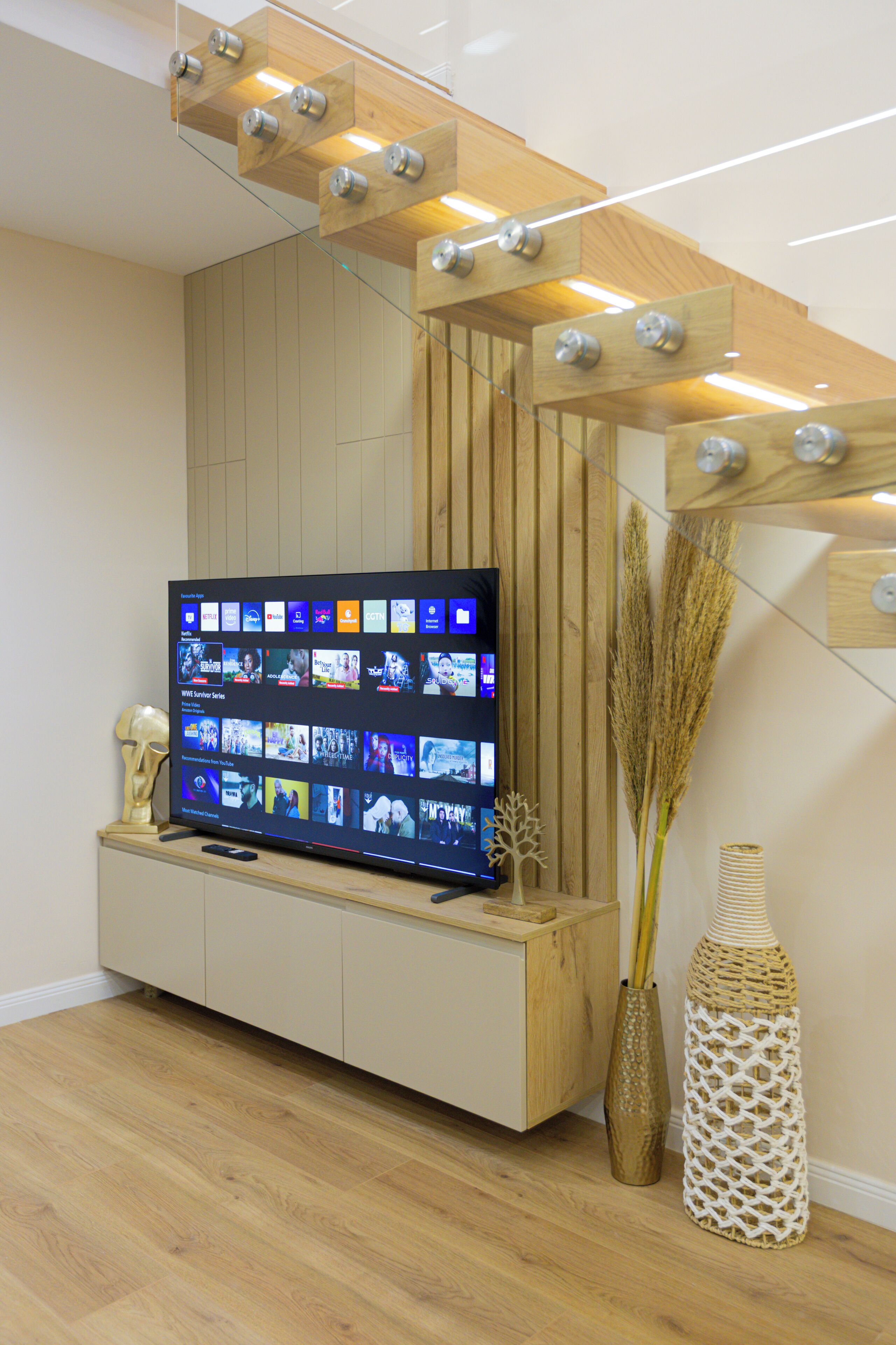 Luxury Duplex, 1 Bedroom, Beachside | Living area | 33-inch Smart TV with cable channels, heated floors