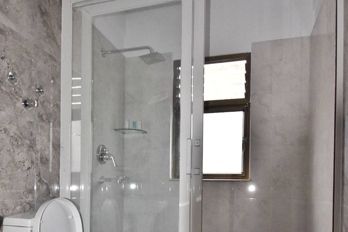 Shower, slippers, towels