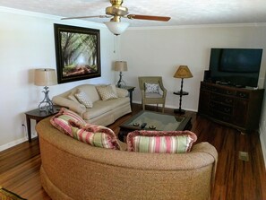 TV, fireplace
