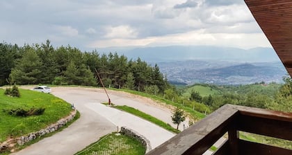 Holiday in the forest with beautiful view of the city of Sarajevo