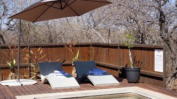 Outdoor pool, pool loungers