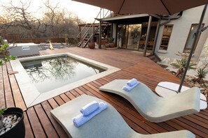 Outdoor pool, pool loungers