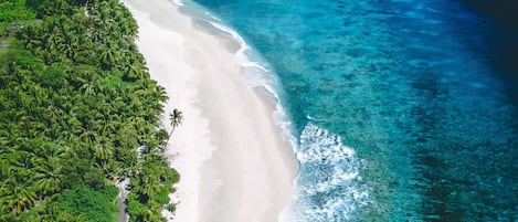 Am Strand, weißer Sandstrand