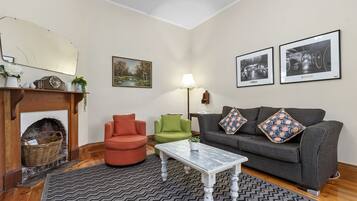 TV, DVD player, books, video library