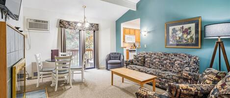 Televisio, takka, kirjoja