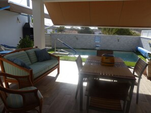 Outdoor dining - Villa private pool sea view 5 min walk, air conditioning, handicapped access 1 to 7P+2optional  (San Juan de los Terreros)