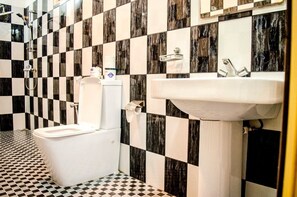 Shower, rainfall showerhead, slippers