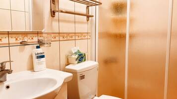 Ducha, artículos de tocador gratuitos, secador de pelo, pantuflas