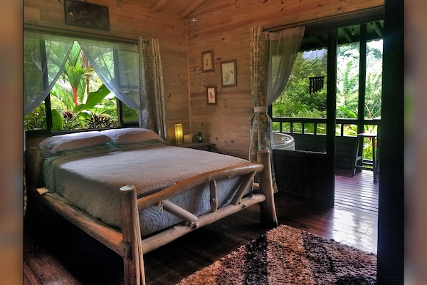Bedrooms have screens, fans, and bug zappers.